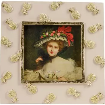 Фоторамка 10х10 Glasar настольная розовая с ананасами 17х1х17 см