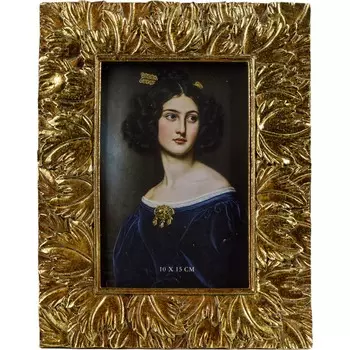 Фоторамка 10х15 Glasar настольная золотая с листьями 17х1х22 см