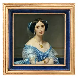 Фоторамка настольная Glasar бежево-синяя, квадратная, 10x2x10 см