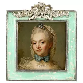 Фоторамка настольная Glasar мятная с цветочным резным декором,10x2x11 см