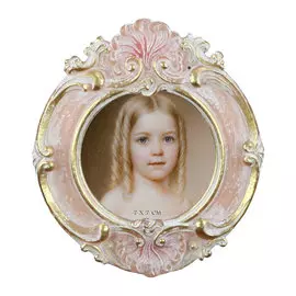 Фоторамка настольная Glasar круглая с золотисто-розовым декором, 12x2x13 см