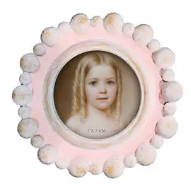 Фоторамка настольная Glasar круглая, розовая, украшенная камнями, 13x2x12 см