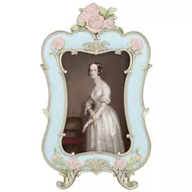 Фоторамка настольная Glasar прямоугольная, голубая с розовыми цветами, 15x2x25 см