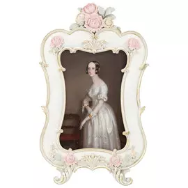 Фоторамка настольная Glasar прямоугольная, белая с розовыми цветами, 15x2x25 см