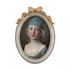 Фоторамка настольная Glasar овальная, белая с золотой каемкой и бантом, 16x2x23 см