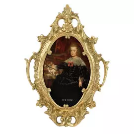 Фоторамка настольная Glasar овальная позолоченная с вырезным декором, 17x2x25 см