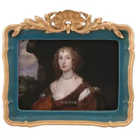 Фоторамка настольная Glasar прямоугольная, синяя с золотым, 22x3x19 см