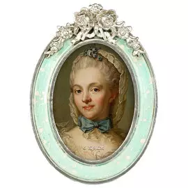 Фоторамка настольная Glasar овальная, мятно-белая с цветочным дизайном, 9x2x12 см