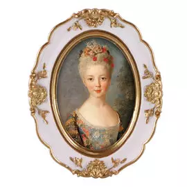 Фоторамка настольная Glasar овальная, розовая с золотым резным обрамлением, 9x2x12 см