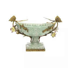 Фруктовница Glasar с бабочками на ножке 41x18x27см