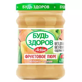Фруктовое пюре Будь здоров Яблочно-грушевое 280 г