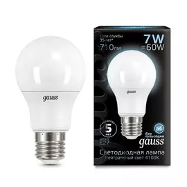 Gauss LED A60 E27 7W 4100K 1/10/40