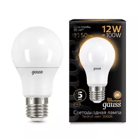 Gauss LED A60 globe 12W E27 3000K 1/10/50