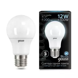 Gauss LED A60 globe 12W E27 4100K 1/10/50