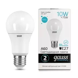 Gauss LED Elementary A60 10W E27 4100K 1/10/50