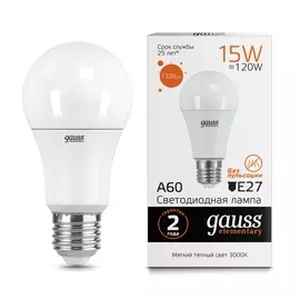 Gauss LED Elementary A60 15W E27 3000K 1/10/50