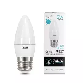 Gauss LED Elementary Candle 6W E27 4100K 1/10/50