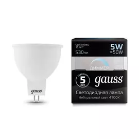 Gauss LED MR16 GU5.3-dim 5W 4100K диммируемая 1/10/100