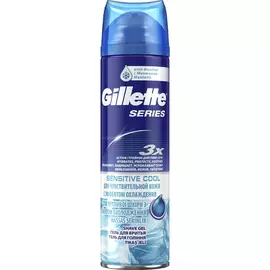 Гель для бритья Gillette Series Sensitive Cool, для чувствительной кожи, с ментолом, мужской, 200 мл