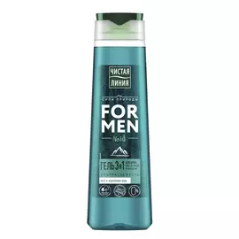 Гель для душа 3 в 1 Чистая линия For Men Nord ультра свежесть мята и ледниковая вода 400 мл