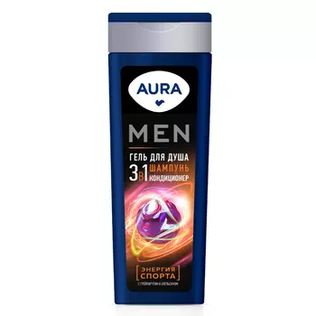 Гель для душа AURA Men 3 в 1 Энергия спорта 380 мл