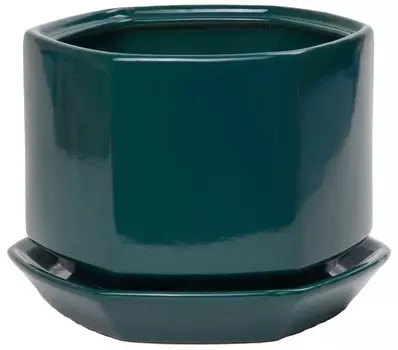 Горшок цветочный Гончар Меркурий с поддоном малахитовый 14х11 см