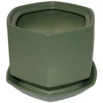 Горшок цветочный Гончар Меркурий с поддоном зеленый 18х14 см