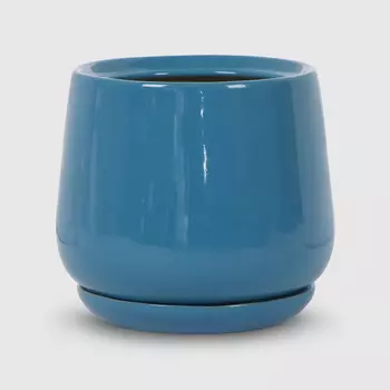 Горшок цветочный Гончар Скарлет с поддоном голубой 12х13 см