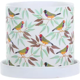 Горшок цветочный с поддоном In color птицы на ветке d 16 см