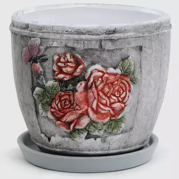 Горшок для цветов Fujian Jianteng Розы c поддоном 15х15х13,5 см