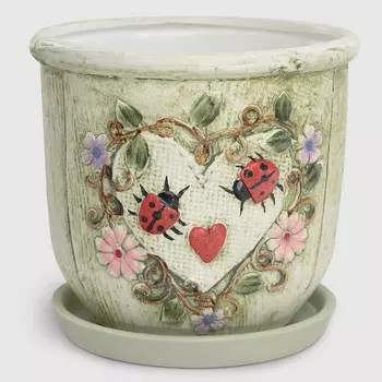 Горшок для цветов Fujian Jianteng Сердце c поддоном 18х18х16 см