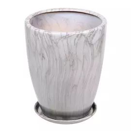 Горшок для цветов с поддоном Qianjin серый мрамор 31.5 см