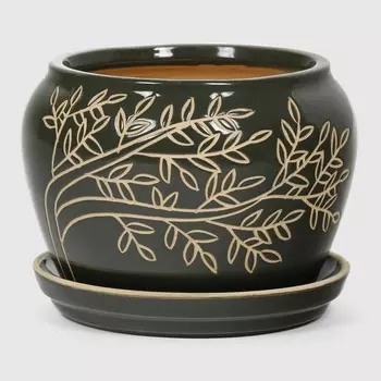 Горшок для цветов с поддоном Viet Thanh Ботаника зеленый d15