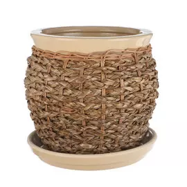 Горшок для цветов с поддоном Viet Thanh С плетеный Бежевый d20
