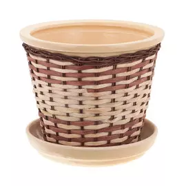 Горшок для цветов с поддоном Viet Thanh С плетеный коричневый/бежевый d26