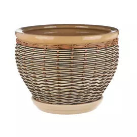 Горшок для цветов с поддоном Viet Thanh С плетеный коричневый d31