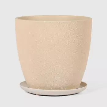 Горшок из бетона Композит Саванна с поддоном бежевый бутон №7 D30