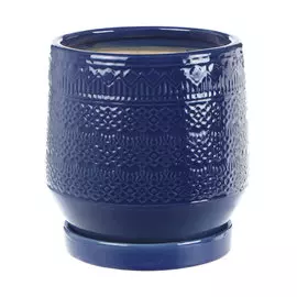 Горшок керамический для цветов Qianjin синий узор д15.5