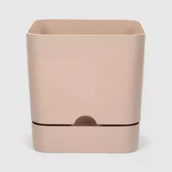 Горшок с поддоном Begonya квадратный 16x16 см кремовый