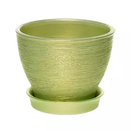 Горшок с поддоном цветочный Керам Ксения салатовый 12см.