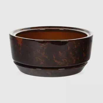 Горшок с поддоном Гончар Бонсай коричневый,d-28 см, h-6 см., v-4,5 л.