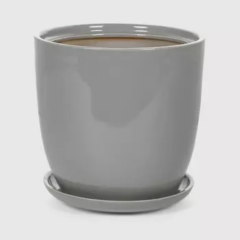 Горшок с поддоном Гончар Идеал №1 светло-серый,d-12 см, h-20 см., v-4,5 л.