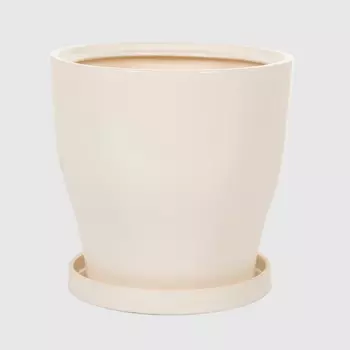 Горшок с поддоном Гончар Крокус №1 белый глянец,d-14 см, h-23 см., v-4 л.