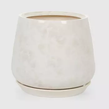 Горшок с поддоном Гончар Скарлет №2 бело-серый,d-19 см, h-22 см., v-5,5 л.