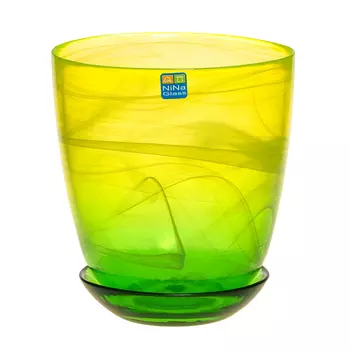 Горшок с поддоном Нзсс желтый/зеленый d14.5 органза