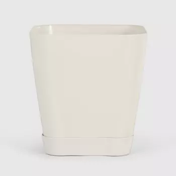 Горшок Serinova Safir с поддоном 20х18 см бежевый + вставка дренажная