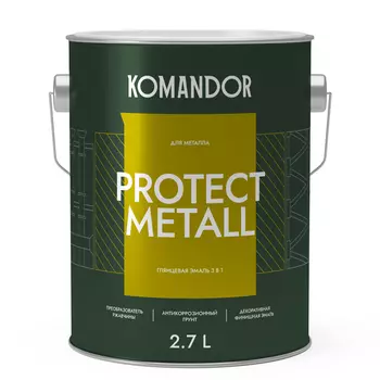 Грунт-эмаль Komandor 3 в 1 по металлу глянцевая 2,7 л
