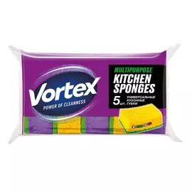 Губка для мытья посуды Vortex Универсальная 5 шт