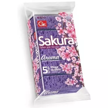 Губки для посуды из поролона сакура 5 шт