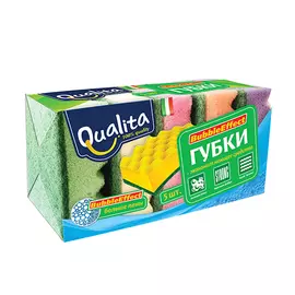 Губки кухонные Qualita bubble effect 5 шт